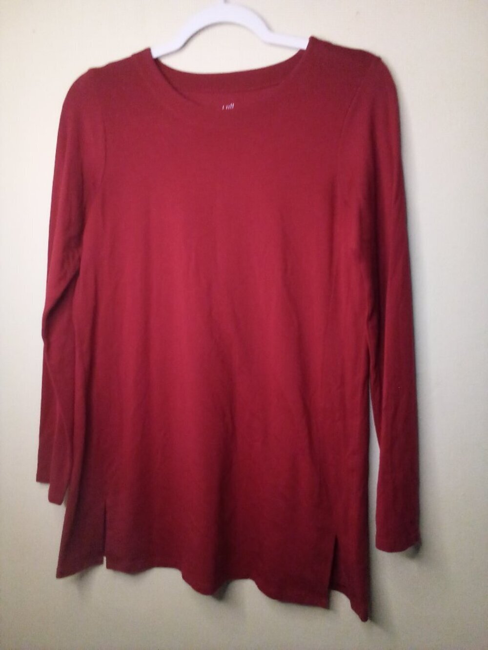 J Jill Shirt Women XS Luxe Supima Forward Seam Tunic Long Sleeve Red